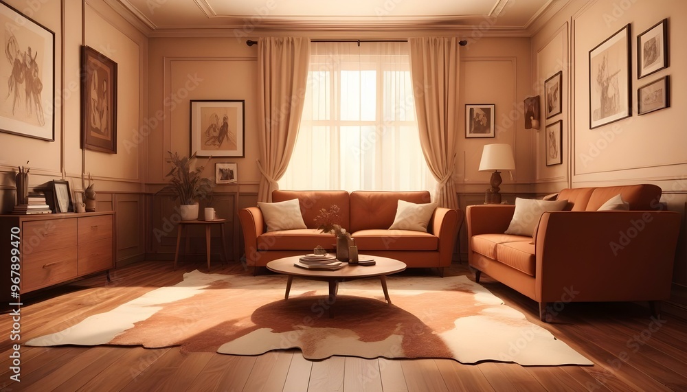 Fototapeta premium Photo interior modern design room 3d illustration;