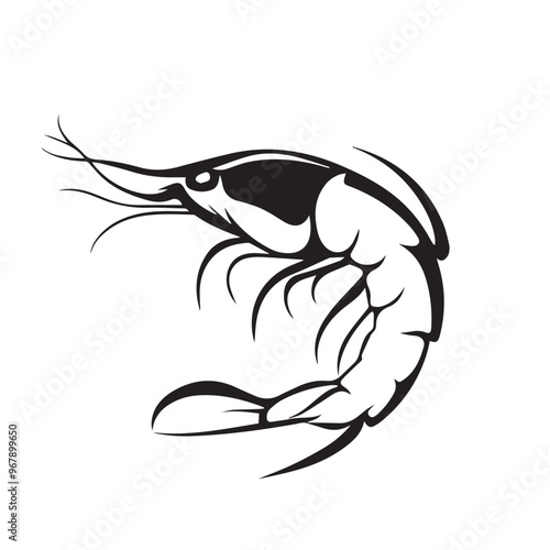 Shrimp in cartoon, doodle style . Image for t-shirt, web, mobile apps and ui. Isolated 2d vector illustration in logo, icon, sketch style, Eps 10, black and white. AI Generative