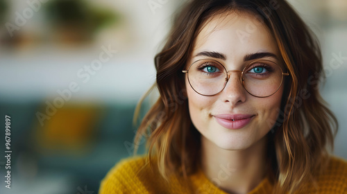 Smiling Young Business Woman Listening Her Partner