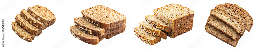 Isolated whole grain bread on a transparent background, png