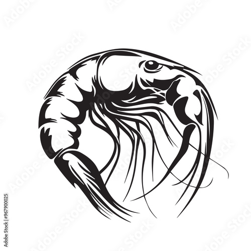 Shrimp in cartoon, doodle style . Image for t-shirt, web, mobile apps and ui. Isolated 2d vector illustration in logo, icon, sketch style, Eps 10, black and white. AI Generative