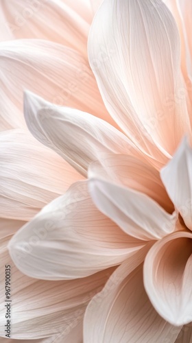 Delicate blush dahlia petals close-up, soft focus. Nature and tranquility concept