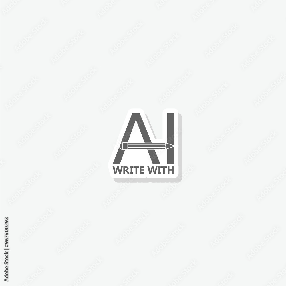 Write with AI button icon sticker isolated on gray background Write with AI button icon sticker isolated on gray background