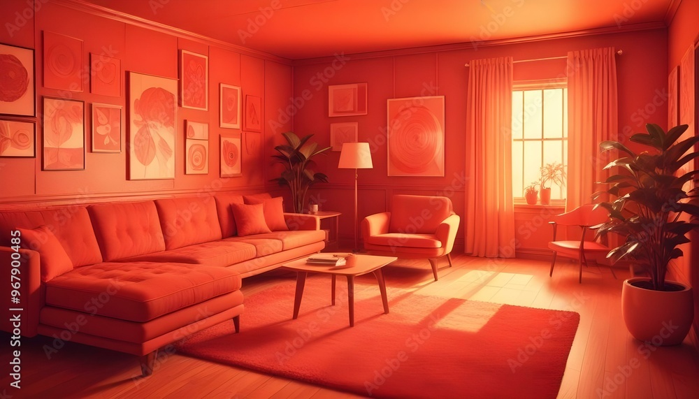 Photo interior modern design room 3d illustration; Photo interior modern design room 3d illustration;