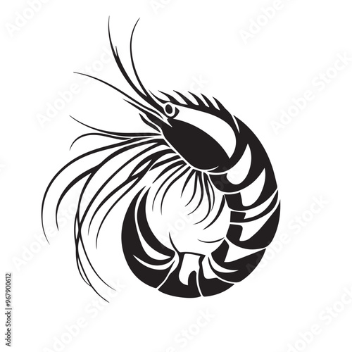 Shrimp in cartoon, doodle style . Image for t-shirt, web, mobile apps and ui. Isolated 2d vector illustration in logo, icon, sketch style, Eps 10, black and white. AI Generative