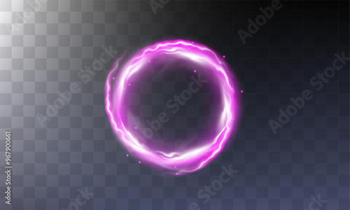 Modern magic portal symbol. Ethereal lightning substance sign and strange flame lightnings. Decor elements for magic doctor, shaman, medium. Luminous trail effect on transparent background