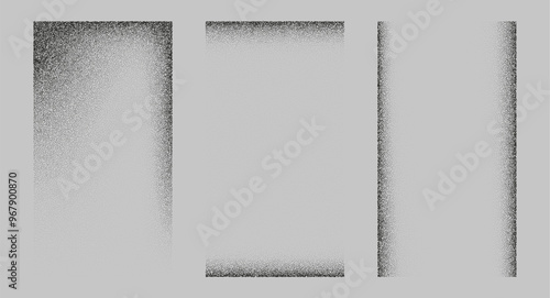 Rectangular shadows from different angles. Noise grain background, pointillism dots gradient or dotwork pattern, vector stipple effect. Grain noise halftone or grainy texture or dotwork grain noise.