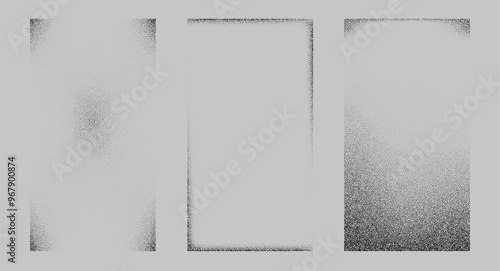 Rectangular shadows from different angles. Noise grain background, pointillism dots gradient or dotwork pattern, vector stipple effect. Grain noise halftone or grainy texture or dotwork grain noise.