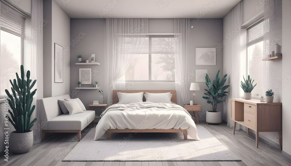 Photo interior modern design room 3d illustration; Photo interior modern design room 3d illustration;