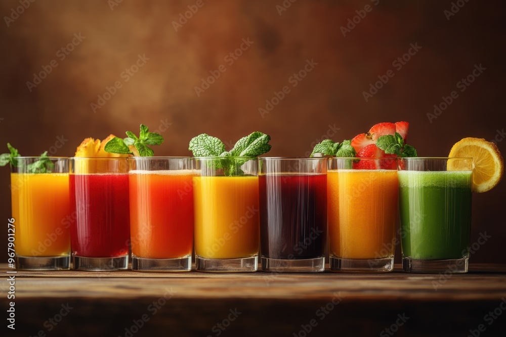 Fototapeta premium Assortment of Colorful Fruit Juices