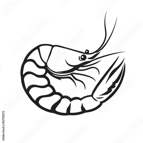 Shrimp in cartoon, doodle style . Image for t-shirt, web, mobile apps and ui. Isolated 2d vector illustration in logo, icon, sketch style, Eps 10, black and white. AI Generative