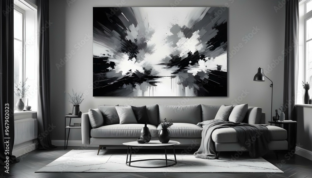 Photo interior modern design room 3d illustration; Photo interior modern design room 3d illustration;