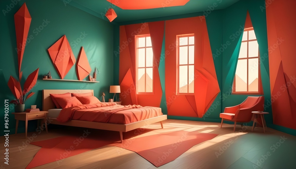 Photo interior modern design room 3d illustration; Photo interior modern design room 3d illustration;
