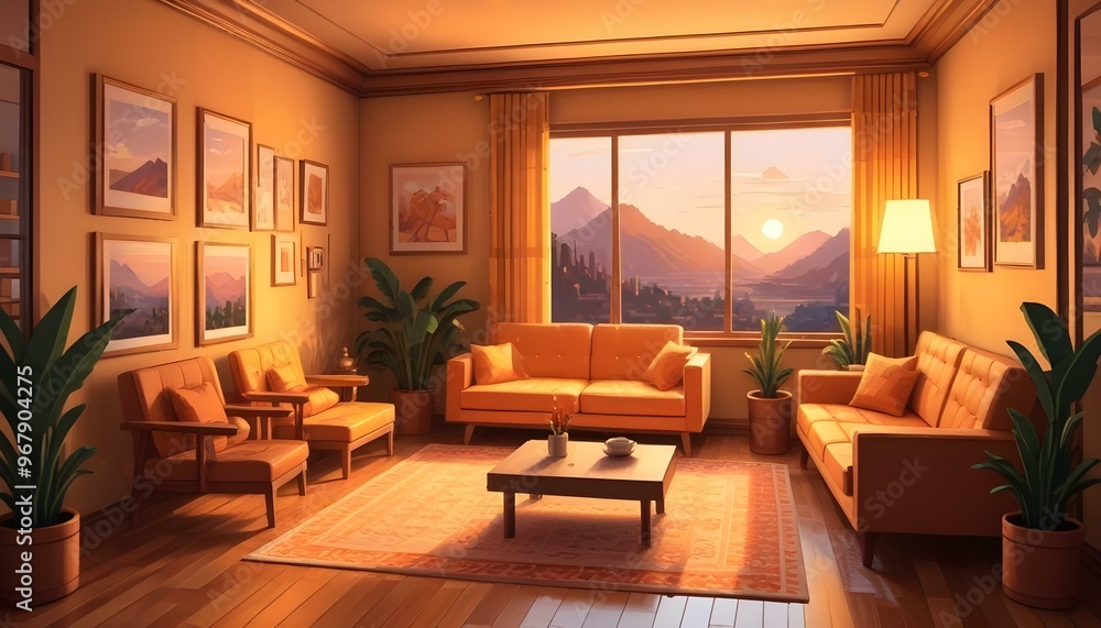 Photo interior modern design room 3d illustration; Photo interior modern design room 3d illustration;