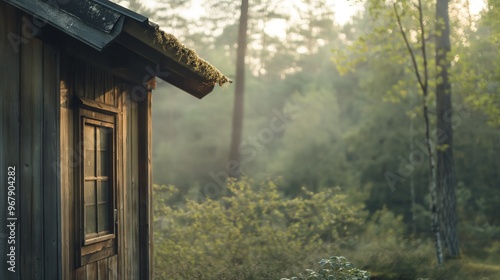 Wallpaper Mural Rustic Wooden Cabin on the Forest. Torontodigital.ca