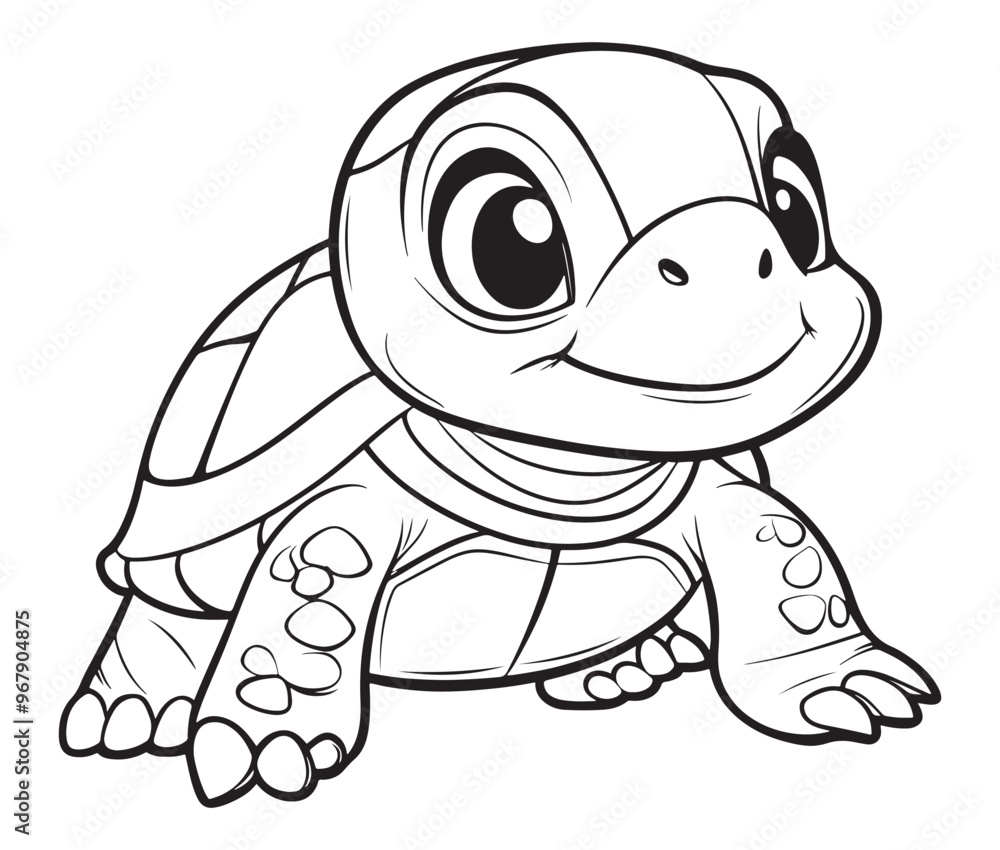 Naklejka premium Coloring book with character kids turtle outline illustration