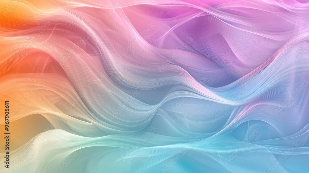 Fototapeta premium Fluid Wave of Colorful Bliss - Abstract Background with Gentle Ripples and Spectrum of Colors
