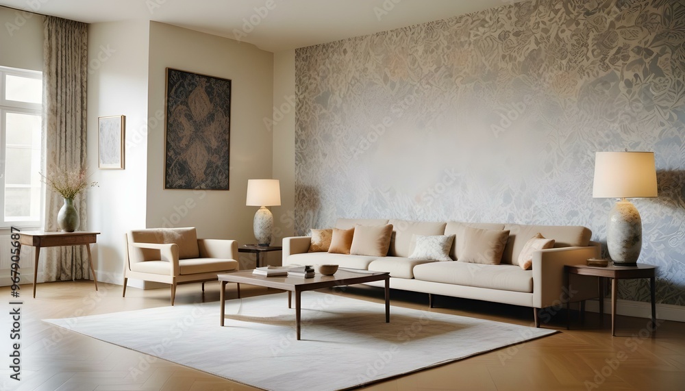 Fototapeta premium Photo interior modern design room 3d illustration;