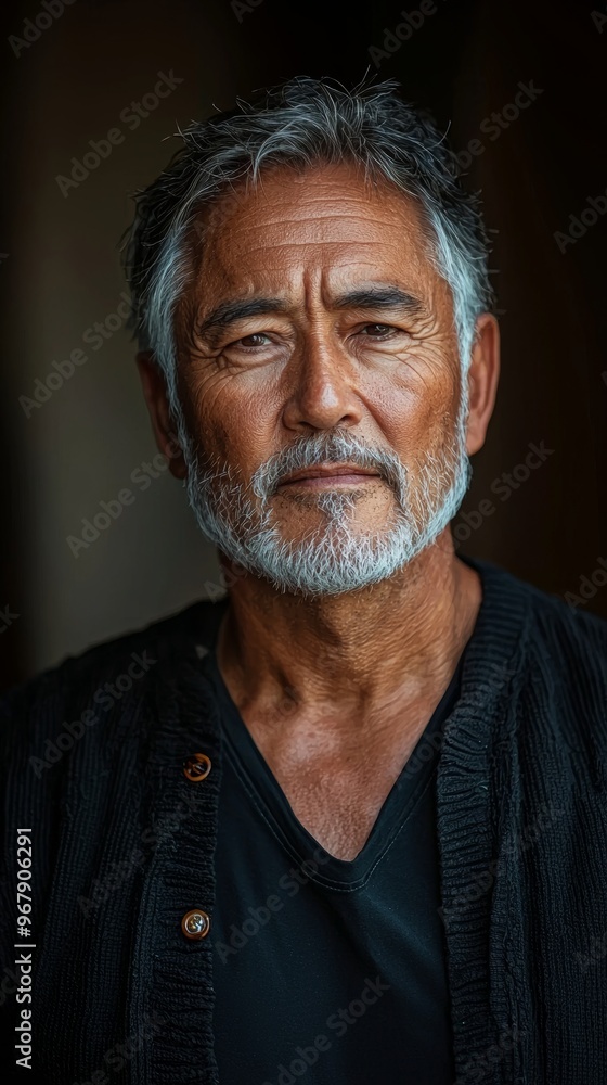An elderly man with a grey beard and short hair stands in a black shirt with a thoughtful expression on his face. An elderly man with a grey beard and short hair stands in a black shirt with a thoughtful expression on his face.