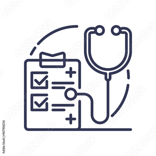 Illustration of a medical checklist and stethoscope symbolizing healthcare documentation and patient records.
