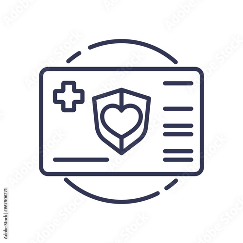 Illustration of a health insurance card with a heart and shield symbol, representing health insurance claims and coverage.