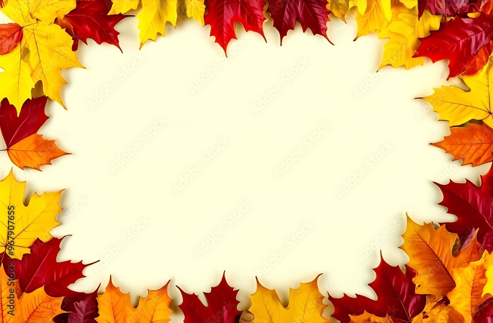 Autumn leaves. Yellow, red and orange leaves on a natural background. A frame with colorful leaves frames the image. Autumn leaves. Yellow, red and orange leaves on a natural background. A frame with colorful leaves frames the image.