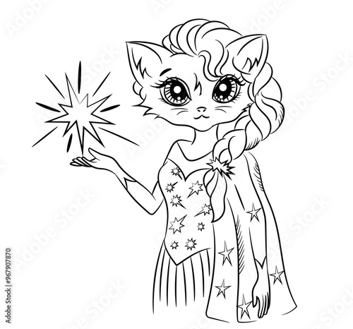Cat in a sorceress costume