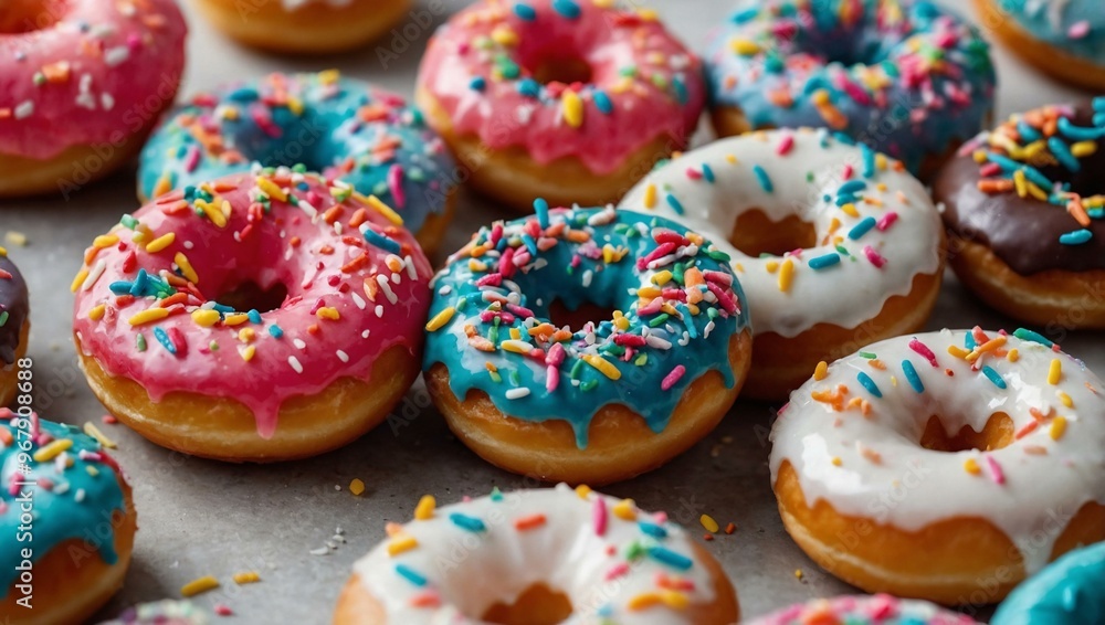 Mini donuts with colorful sprinkles. Mini donuts with colorful sprinkles.