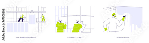 Facade works abstract concept vector illustrations.