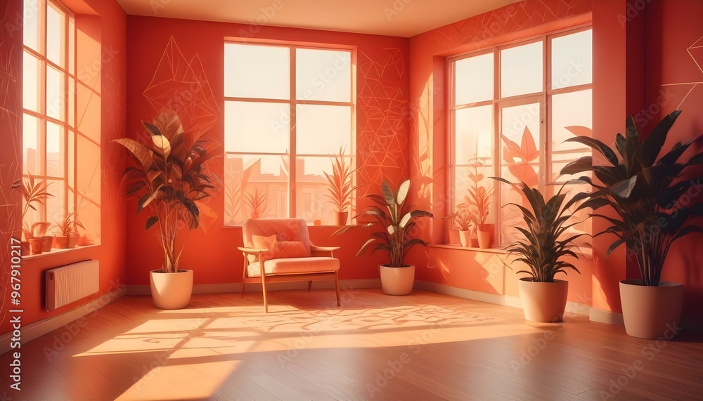 Photo interior modern design room 3d illustration; Photo interior modern design room 3d illustration;