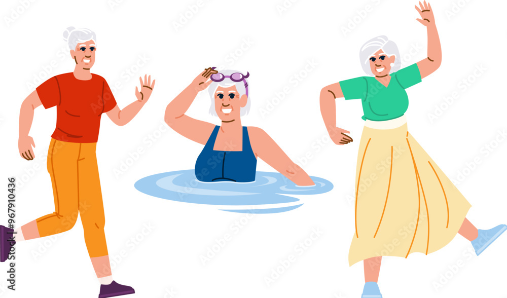 vitality active senior woman vector. strength energy, mobility flexibility, exercise yoga vitality active senior woman character. people flat cartoon illustration vitality active senior woman vector. strength energy, mobility flexibility, exercise yoga vitality active senior woman character. people flat cartoon illustration