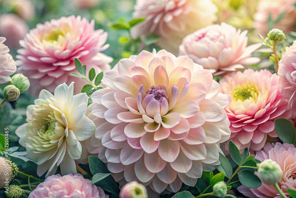 soft lush foliage mixed with smooth velvety petals of pastel colors conveying a whimsical and dreamy serenity soft lush foliage mixed with smooth velvety petals of pastel colors conveying a whimsical and dreamy serenity