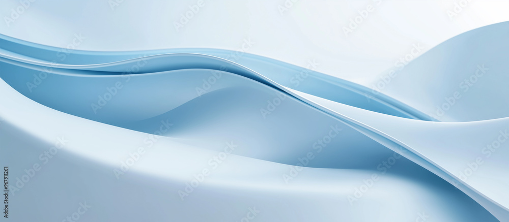 Fototapeta premium Soft Blue Flowing Abstract Waves, Smooth Fluid Design with Gentle Curves and Minimalist Aesthetic