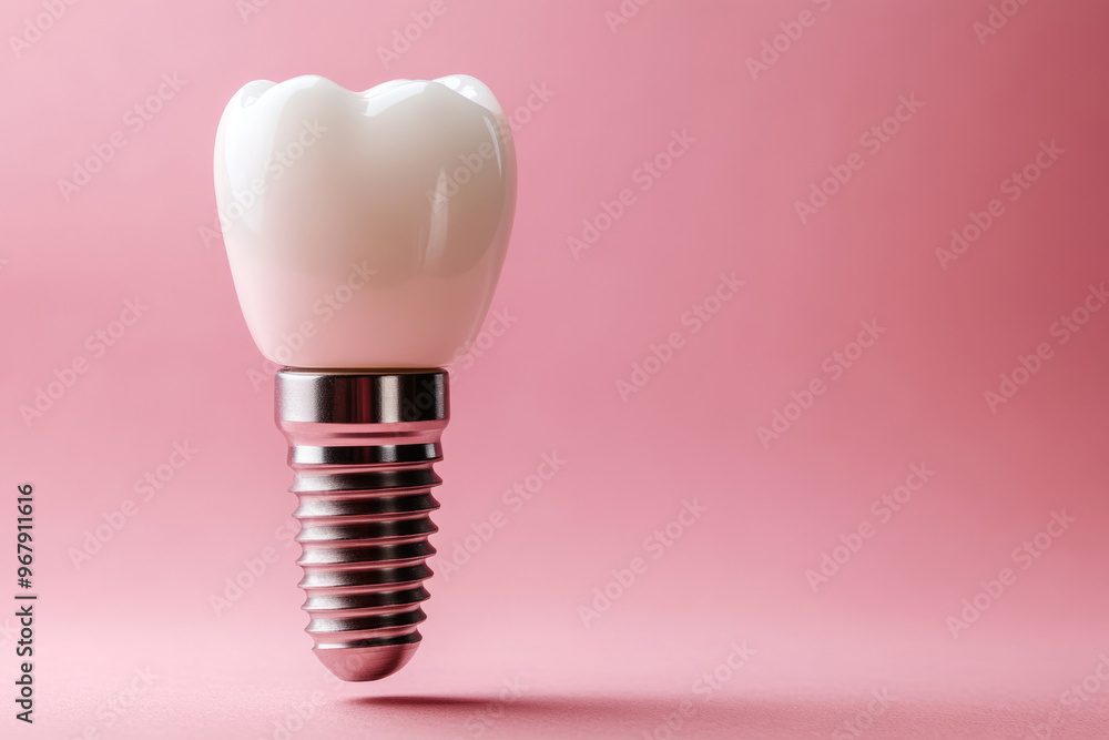 Dental implant model with a ceramic tooth crown Dental implant model with a ceramic tooth crown