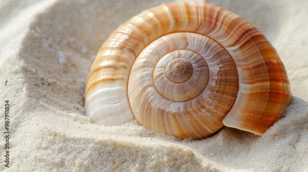Beautiful Moon Snail Shell on Sandy Beach Beautiful Moon Snail Shell on Sandy Beach