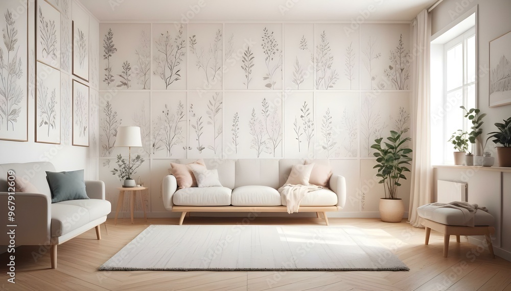 Obraz premium Photo interior modern design room 3d illustration;