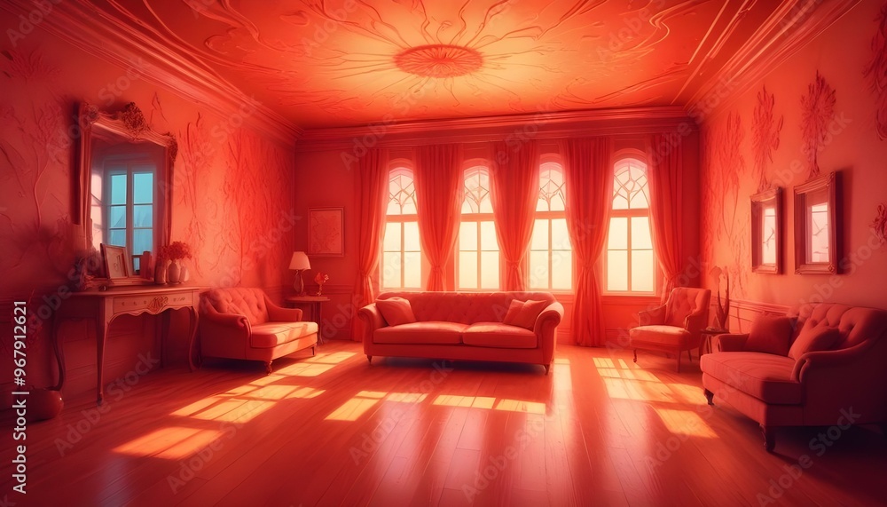 Photo interior modern design room 3d illustration; Photo interior modern design room 3d illustration;