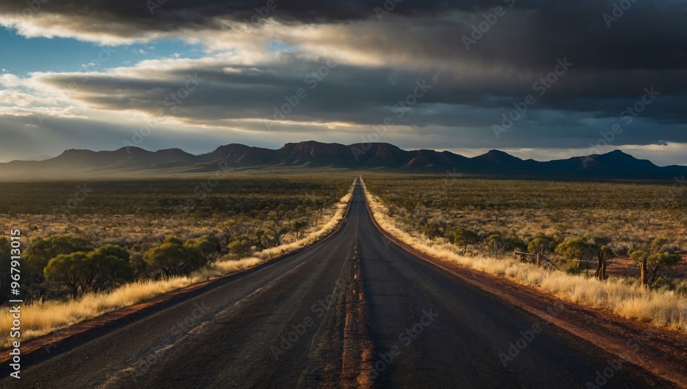 Open road through vast Flinders Ranges landscape Open road through vast Flinders Ranges landscape