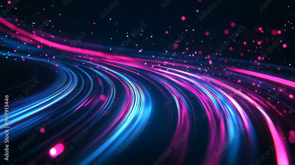 Vibrant light trails in motion with colorful bokeh