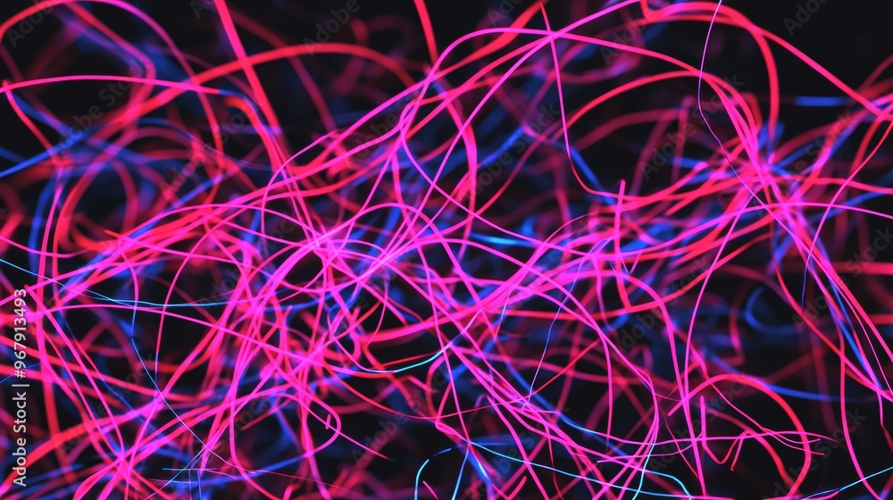 Abstract neon light trails on a dark background Abstract neon light trails on a dark background
