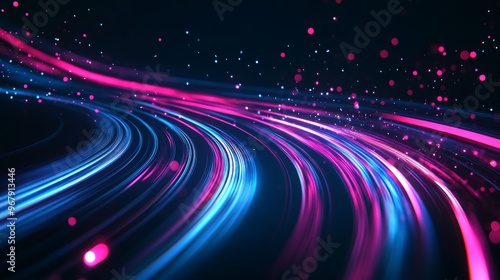 Vibrant light trails in motion with colorful bokeh