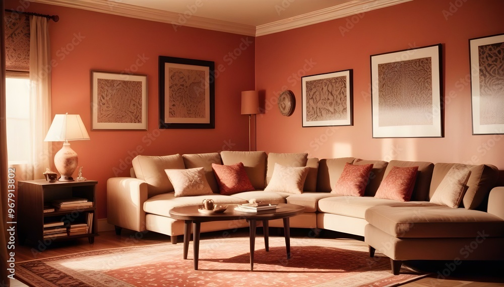 Photo interior modern design room 3d illustration; Photo interior modern design room 3d illustration;
