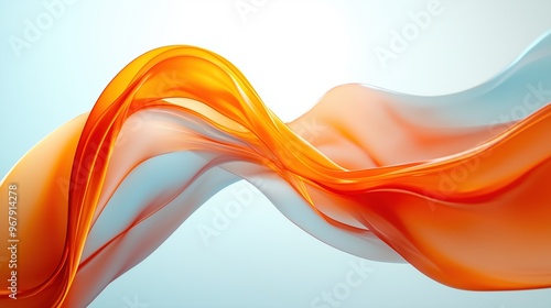 Dynamic Abstract Orange Curved Shape with White Background for Motion Graphics Animation, Designed with Octane Render Engine to Convey Elegance, Speed, and Energy in a Fluid Minimalist Style