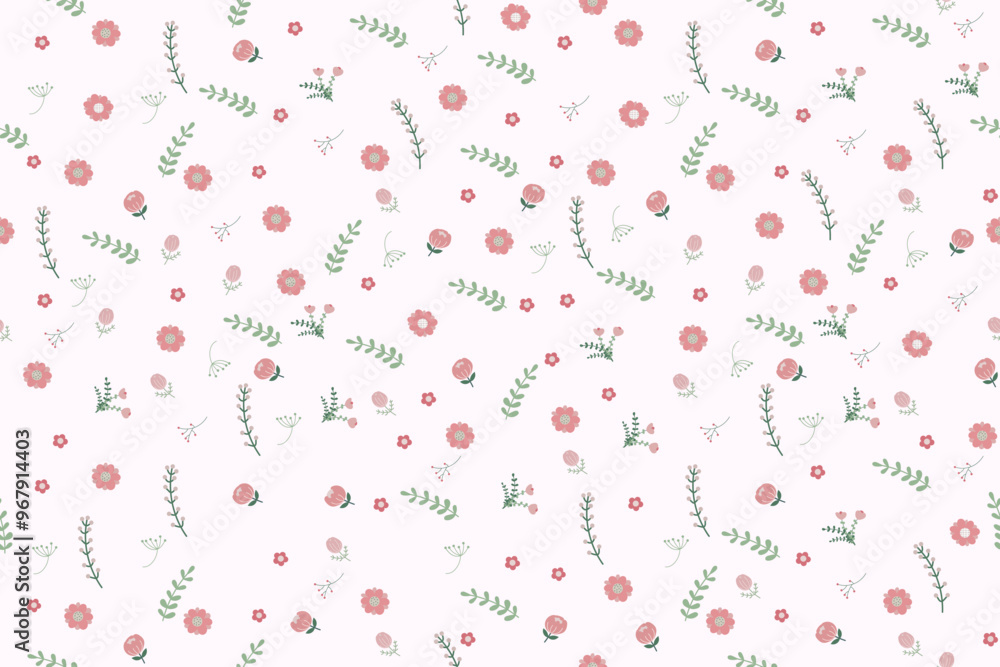 Vector leaves pattern in doodles style endless print. Seamless pastel pattern with assorted botanical elements on a light background, ideal for fabric or wallpaper. Vector leaves pattern in doodles style endless print. Seamless pastel pattern with assorted botanical elements on a light background, ideal for fabric or wallpaper.
