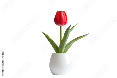 Wallpaper Mural A vibrant red tulip in a simple white vase, symbolizing beauty and nature. Torontodigital.ca