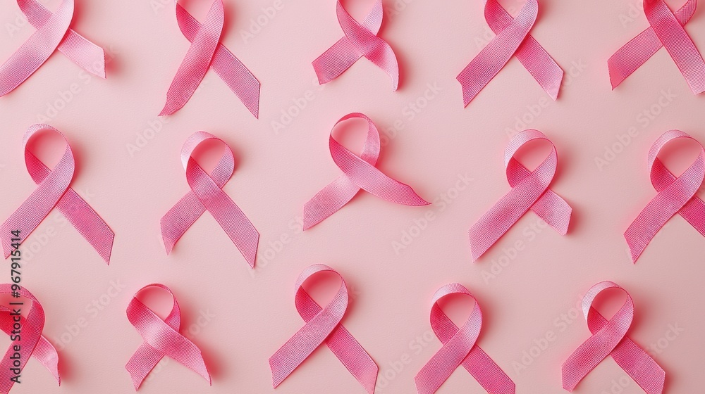 Pattern of Pink Ribbons on Pink Background Pattern of Pink Ribbons on Pink Background