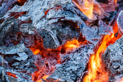 fire up close, burning wood, burning flames photo