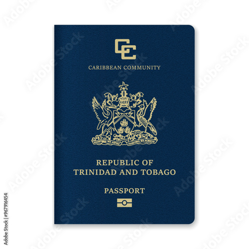 Trinidad and Tobago Passport Cover with Gold Emblem and Text