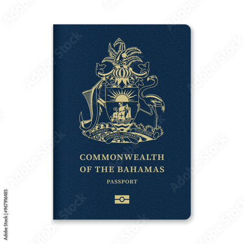 Bahamas Passport Cover with Gold Emblem and Text