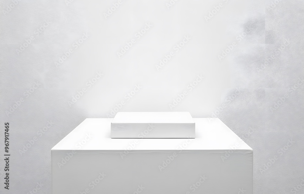 Minimalist sculpture on a pedestal in a white space. Minimalist sculpture on a pedestal in a white space.